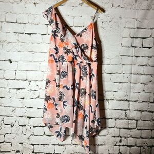 Women’s pink floral asymmetrical dress L